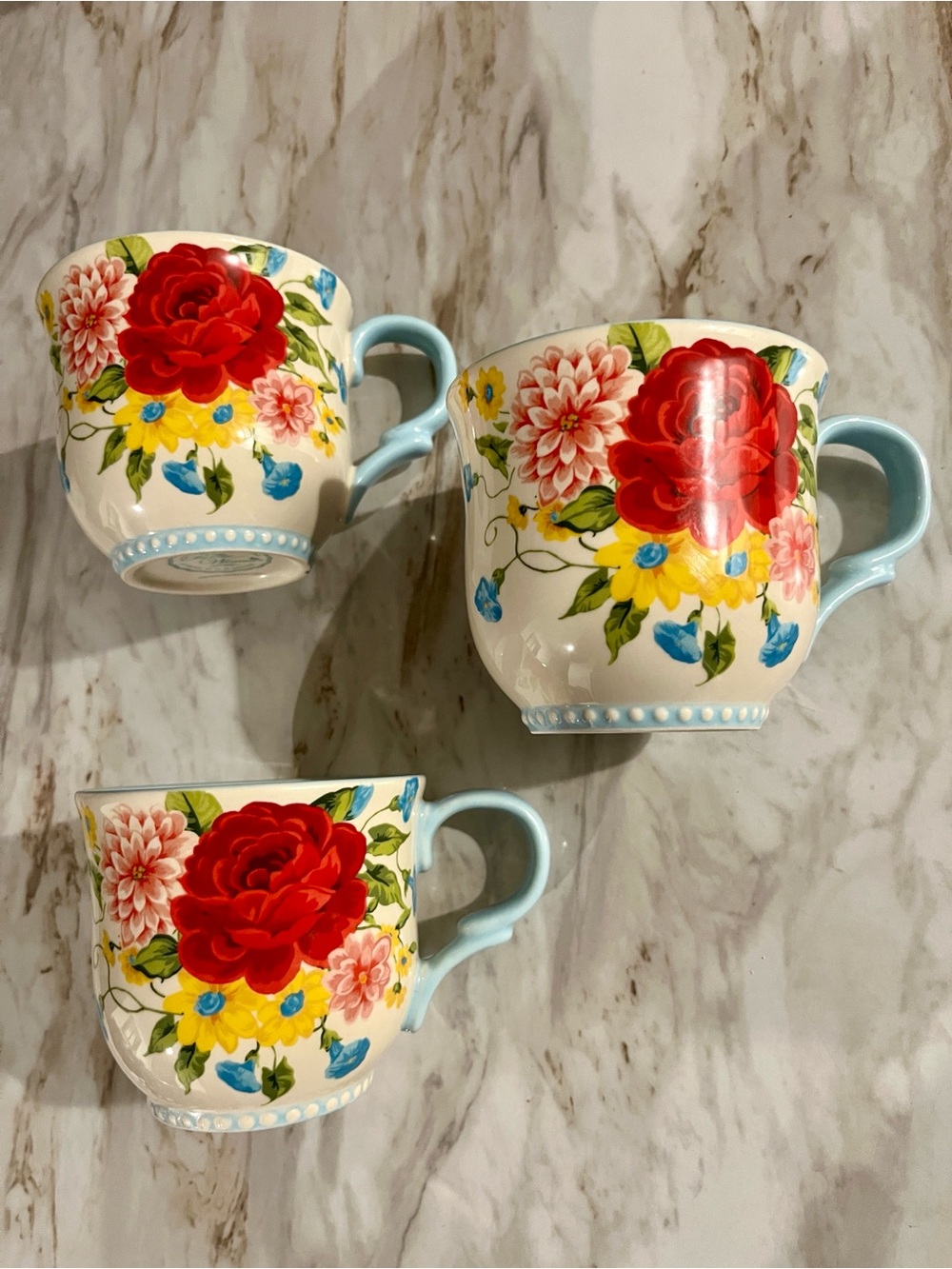 Pioneer Woman Sweet Rose Mugs (3)